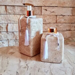 Kit de Lavabo Travertino Polido – Essência Minimalista 2 peças