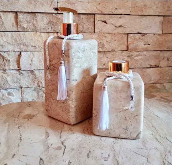 Kit de Lavabo Travertino Polido – Essência Minimalista 2 peças